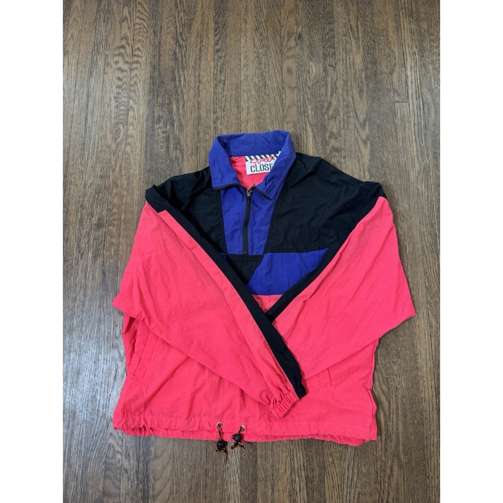 Vintage Street Closed 90s Colorblock Nylon Pullover Windbreaker Jacket L/XL Pink